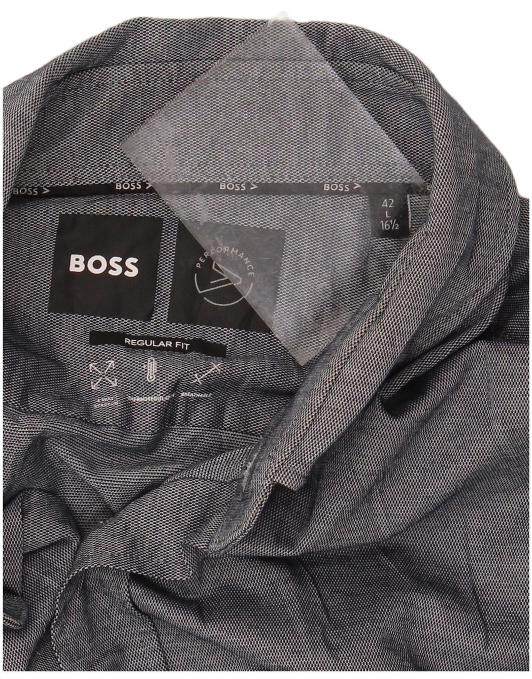 HUGO BOSS Mens Regular Fit Shirt Size 42 Large Grey Cotton