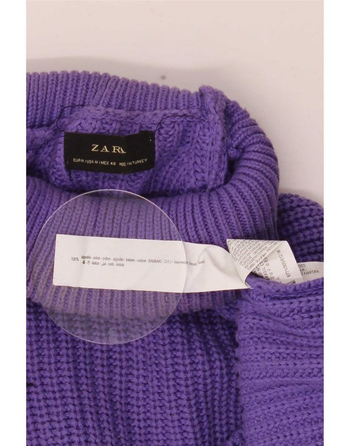 Pulover pentru bărbați Zara, cu gât rulat, din bumbac violet mediu