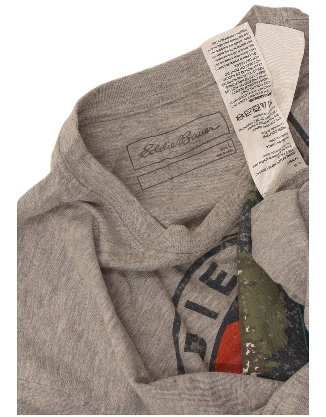 Tricou grafic pentru bărbați Eddie Bauer Top mare, gri, bumbac cu pete