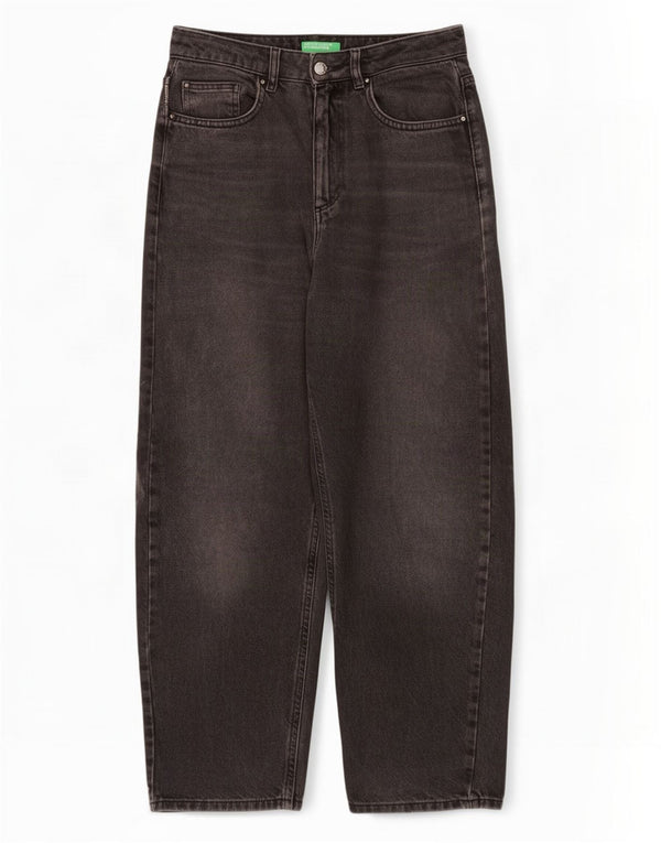 Blugi largi Benetton pentru femei W26 L26 bumbac negru