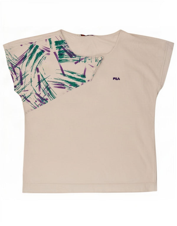 Tricou grafic Fila pentru femei Top US 10 Large White Geometric