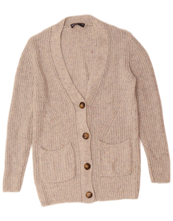 Pulover cardigan pentru femei Marks & Spencer UK 10 mic, gri bumbac cu pete