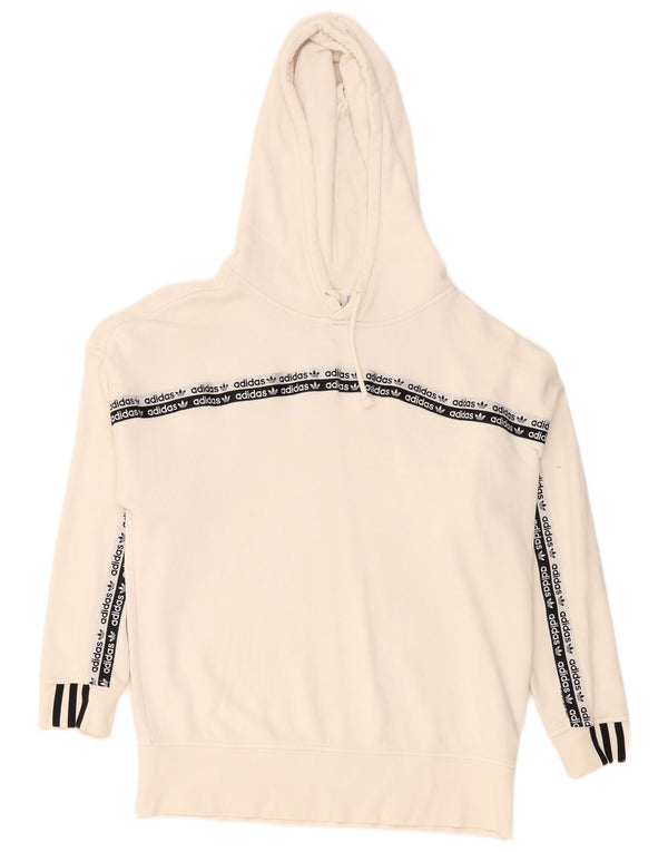 Pulover cu glugă grafic Adidas pentru femei UK 12 Medium White Colorblock
