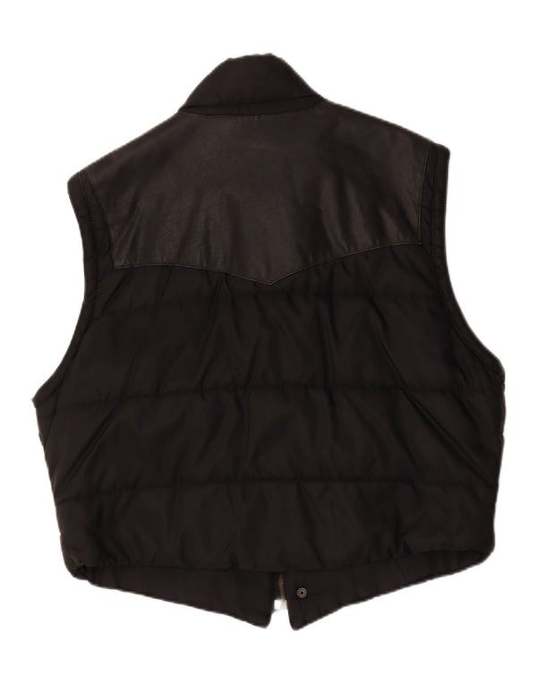 Gilet din piele vintage pentru bărbați UK 42 XL din piele neagră