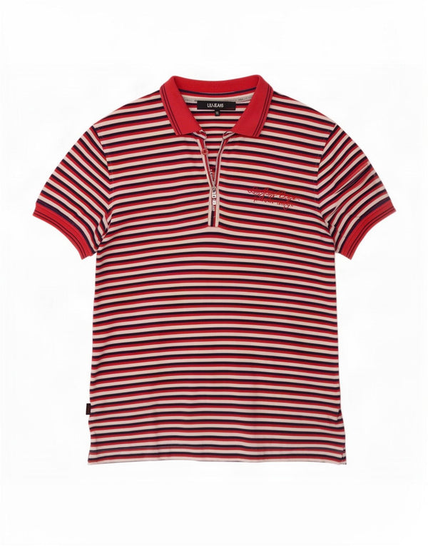 Tricou polo Liu Jo pentru femei UK 18 XL, bumbac cu dungi roșii