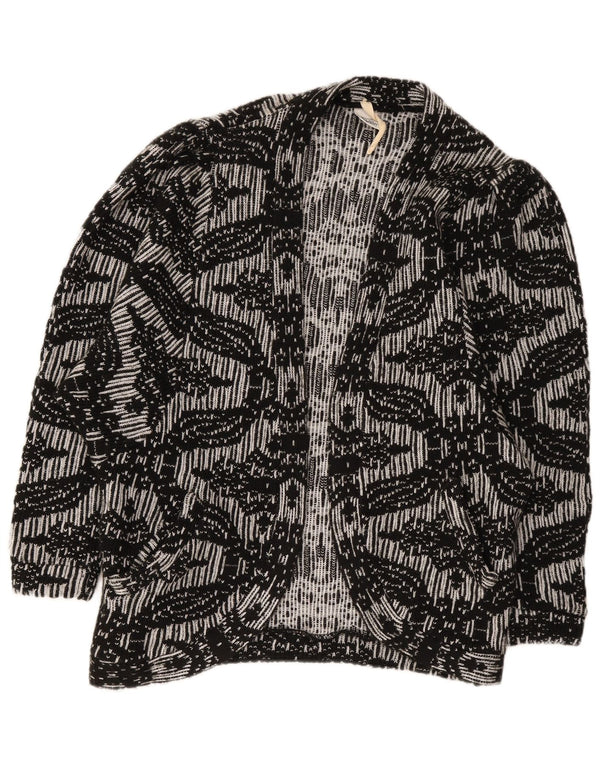 Pulover cardigan deschis pentru femei Il Birillo UK 16 Large Black Floral Acrylic