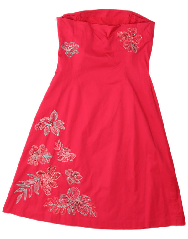 Rochie fără bretele pentru femei Coast UK 14 Medium Pink Floral Bumbac