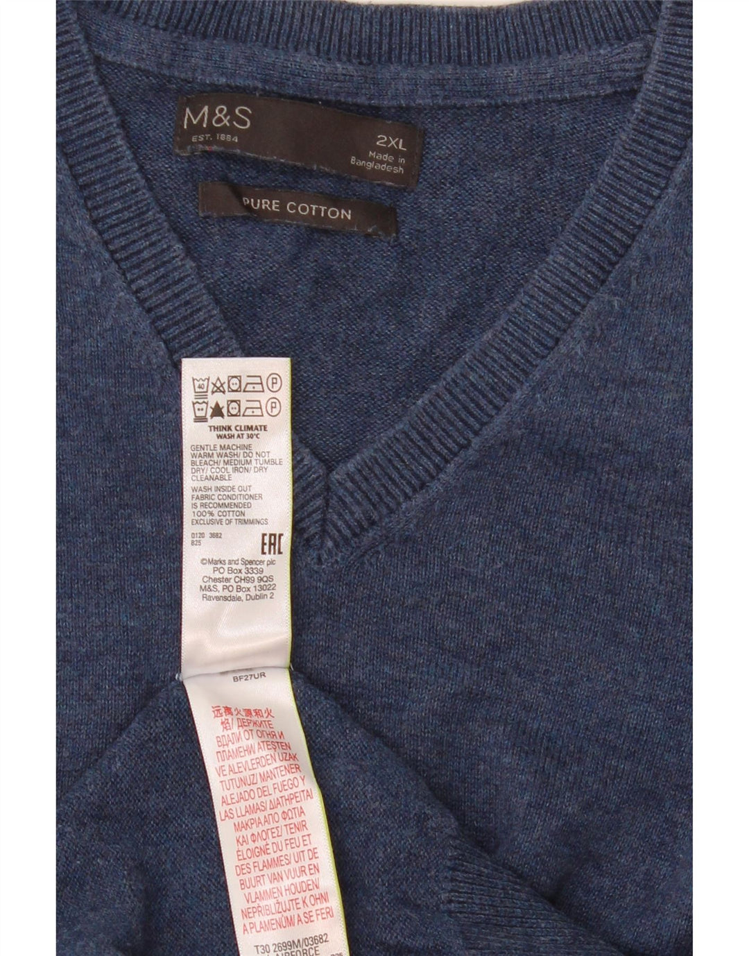 Vestă pentru bărbați Marks & Spencer, 2XL, bumbac bleumarin