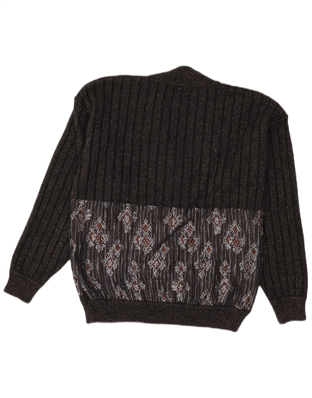 Pulover vintage pentru bărbați cu decolteu în V, mare, negru, Fair Isle