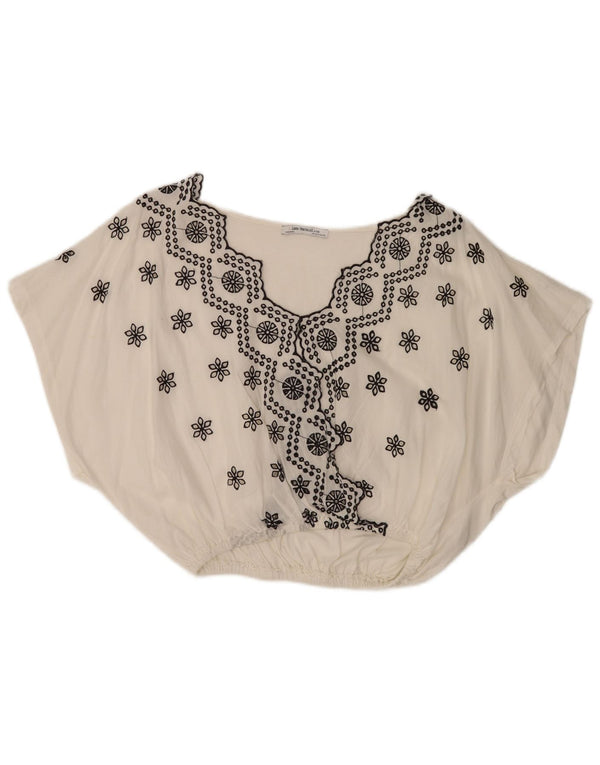 Bluză Zara Femei Liliac Top UK 10 Bumbac Floral Alb Mic