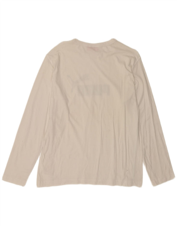 Top grafic PUMA cu mânecă lungă pentru bărbați, bumbac alb mediu