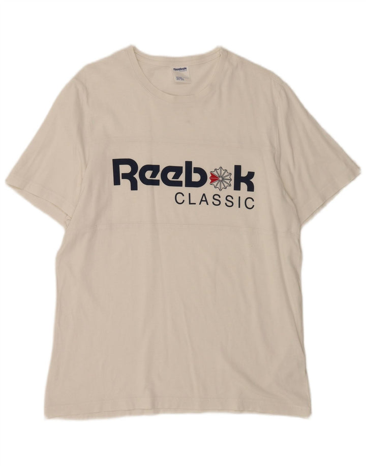 Tricou grafic clasic pentru bărbați Reebok Top mare din bumbac alb