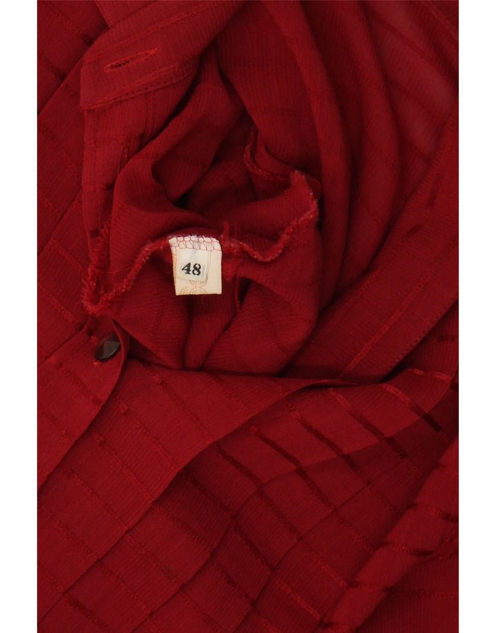 VINTAGE Womens Shirt Blouse IT 48 XL Red Striped