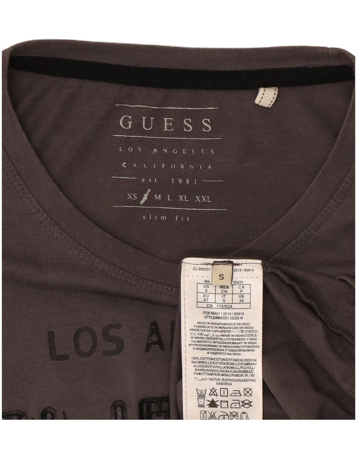 Tricou grafic Guess pentru bărbați, cu mânecă lungă, bumbac gri mic