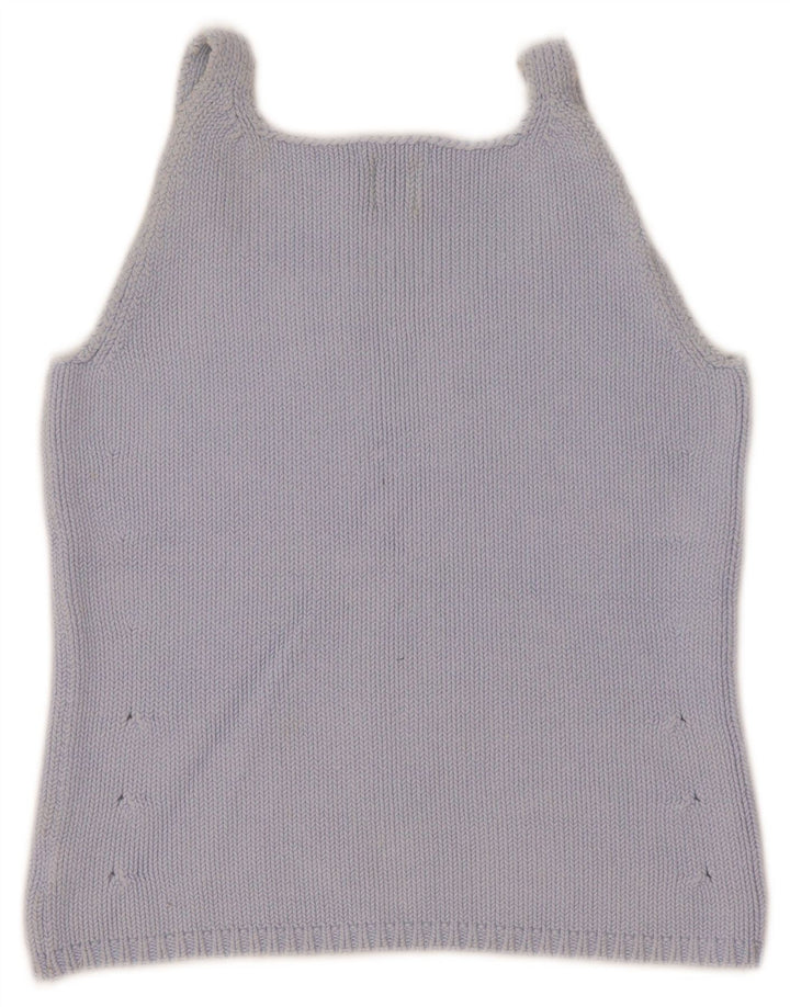 Gap Womens Crop Knit Cami Top UK 8 Small Blue Bumbac