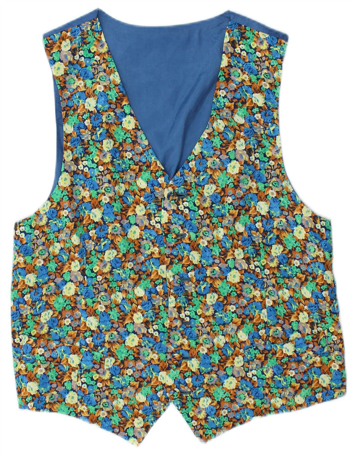 Vestă vintage pentru bărbați, mică, albastră, florală