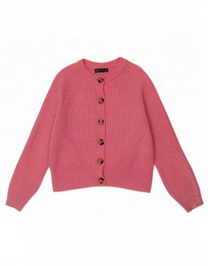 Pulover cardigan pentru femei Marks & Spencer UK 14 Roz mediu acrilic