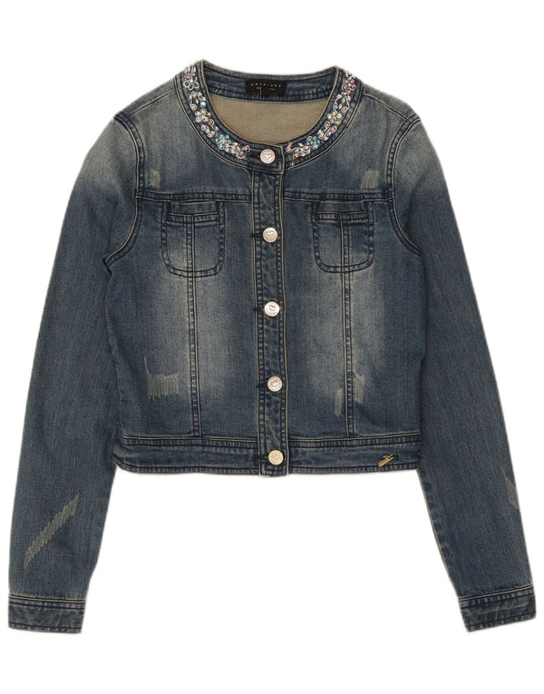 Simona Barbieri Fete Twin-Set Crop Jachetă Denim 13-14 Ani Bumbac Albastru
