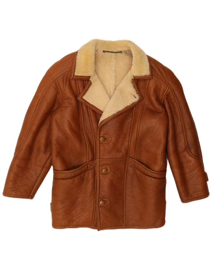 Jachetă vintage pentru bărbați din shearling UK 42 XL maro