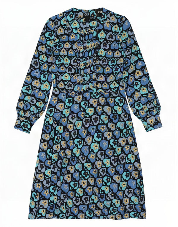 Womens Long Sleeve A-Line Dress UK 10 Small Multicoloured Floral Heart