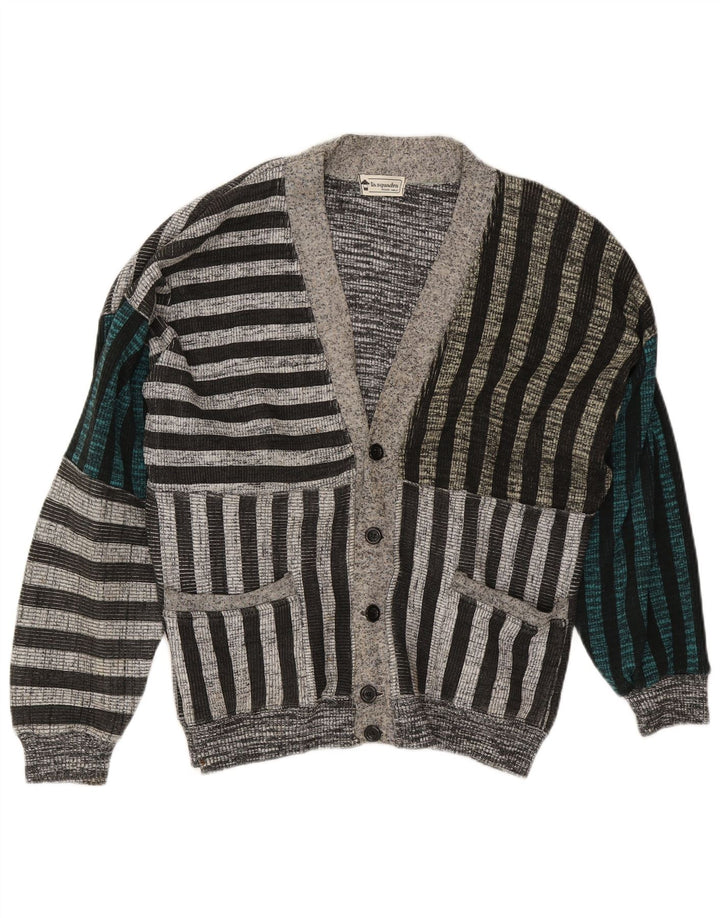 Pulover cardigan pentru bărbați La Squadra, bumbac cu dungi gri mari