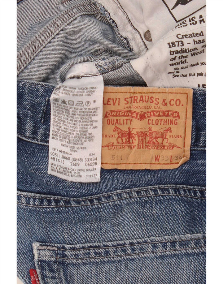 Blugi Levi's 511 Distressed Slim W33 L34 Bumbac albastru
