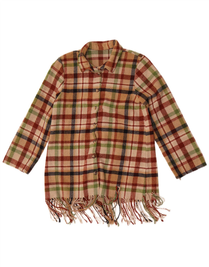 Pardesiu vintage pentru femei UK 14 Poliester cu carouri multicolore mediu