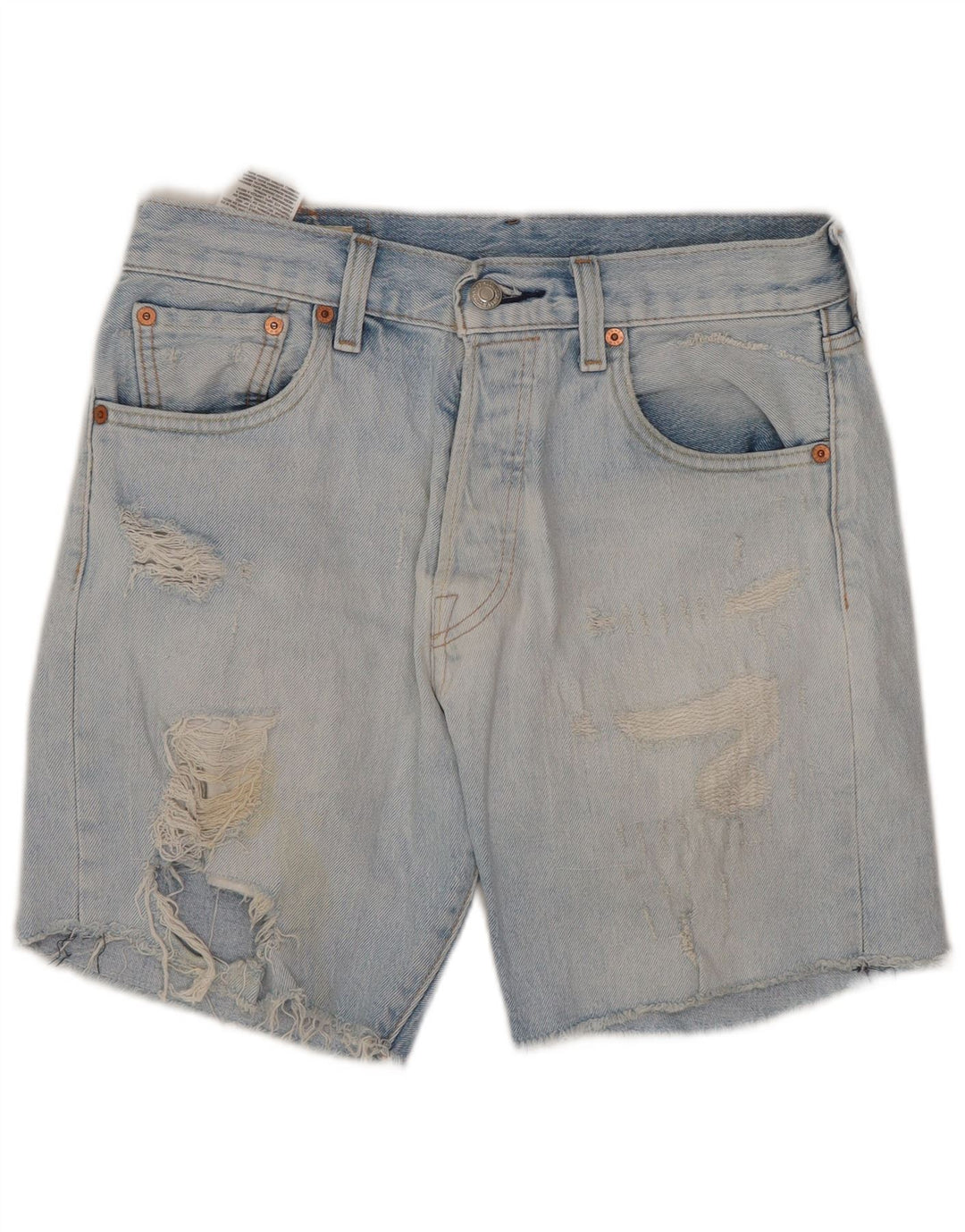 Pantaloni scurți din denim învechit cu talie înaltă 501 pentru femei LEVI'S W29 albastru mediu
