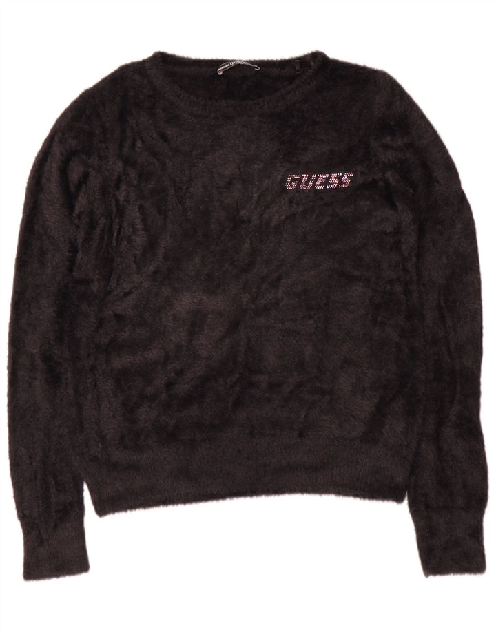 Pulover pentru femei Guess Graphic Fleece UK 12 Medium Negru Poliamidă