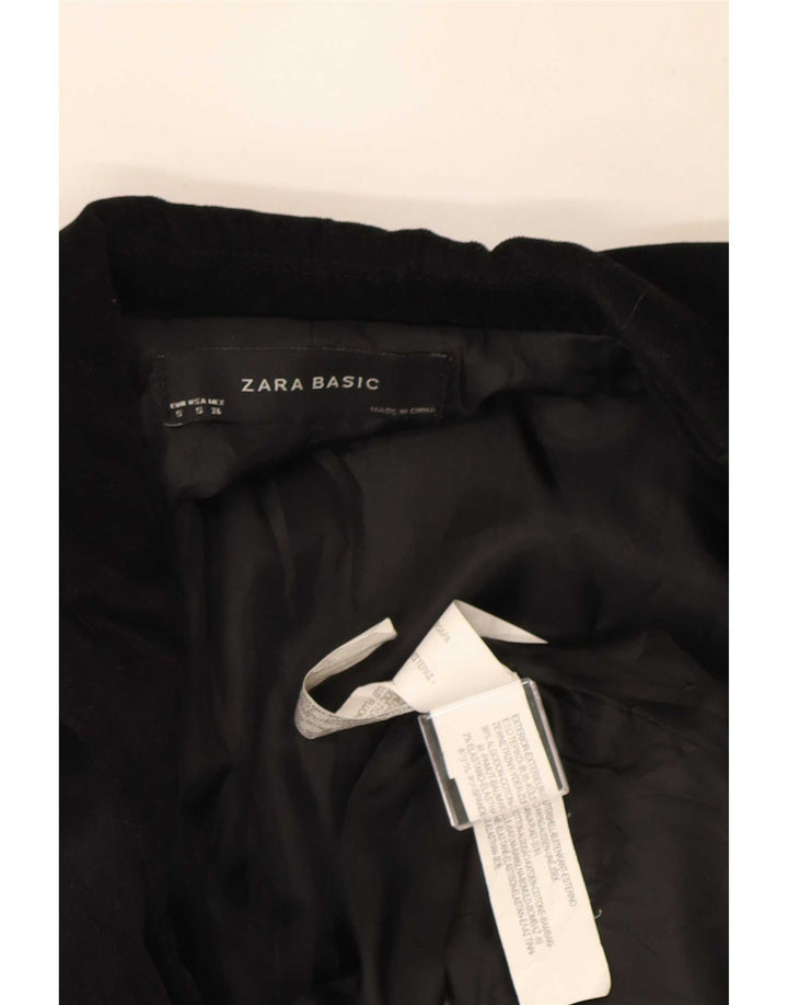 Jachetă pentru femei Zara cu 1 nasture din catifea UK 10 Bumbac negru mic