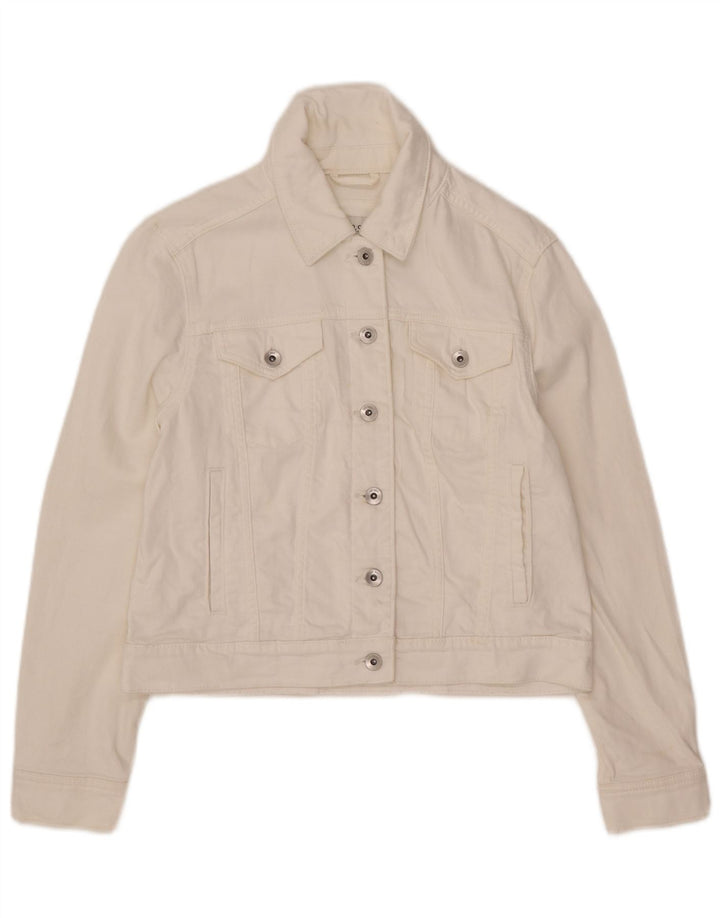 Marks & Spencer Jachetă de denim crop pentru femei UK 12 Bumbac alb mediu
