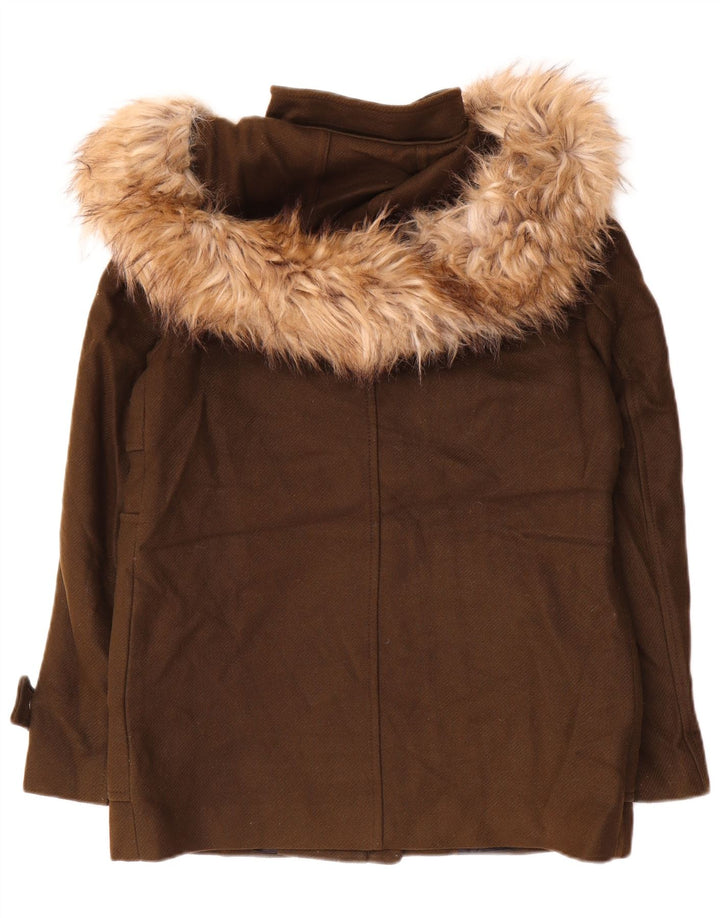 Jachetă de vânt cu glugă pentru femei Zara UK 14 Medium Khaki Lână