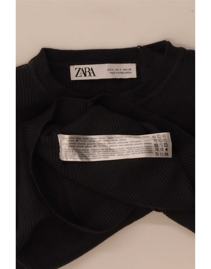 Top femeie Zara cu mânecă lungă UK 8 mic, negru, viscoză