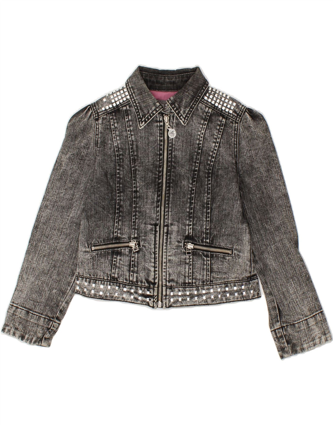 GUESS Girls Crop Denim Jacket 4-5 Years Small Grey Cotton Vintage Guess and Second-Hand Guess from Messina Hembry 