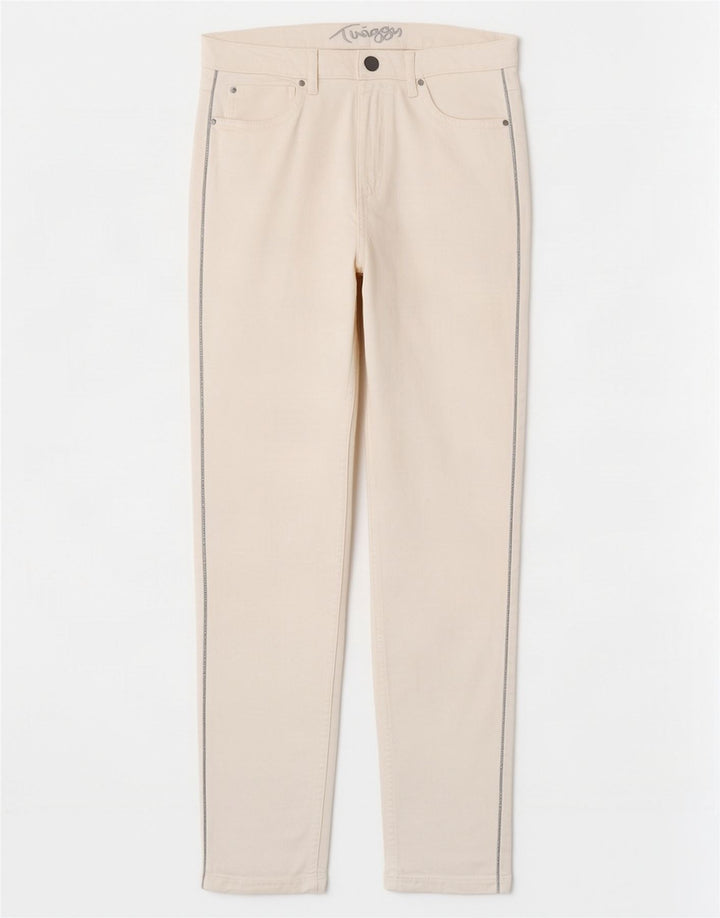 Marks & Spencer Pantaloni slim casual pentru femei UK 12 Medium W30 L28 Alb