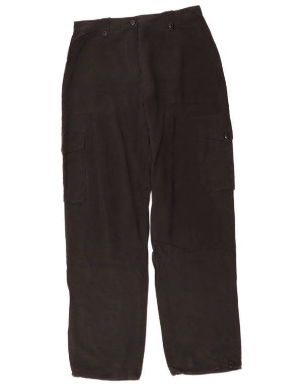 Warehouse Womens Straight Cargo Trousers UK 12 Medium W28 L31 Black Silk