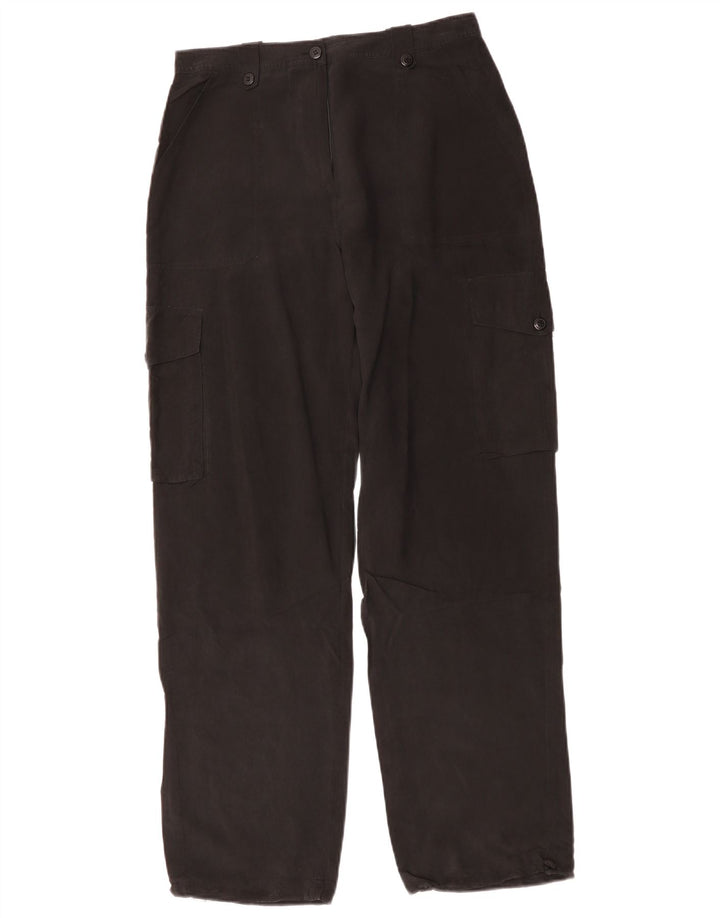 Pantaloni cargo drepti pentru femei Warehouse UK 12 Medium W28 L31 Black Silk