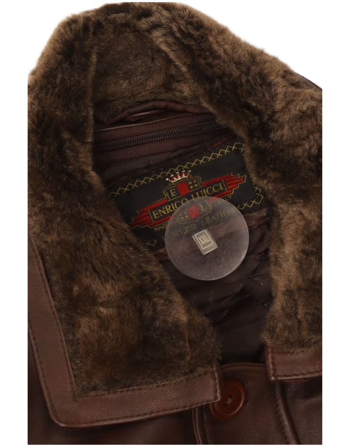 Jachetă de piele vintage pentru bărbați UK 44 2XL piele maro