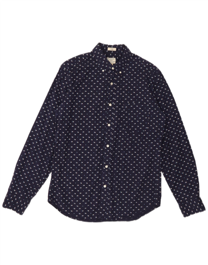 Cămașă subțire pentru bărbați J. Crew, bumbac floral, albastru marin mediu