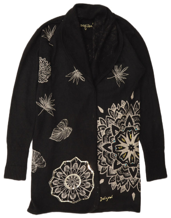 Pulover cardigan cu paragate Desigual pentru femei UK 6 XS Negru Floral