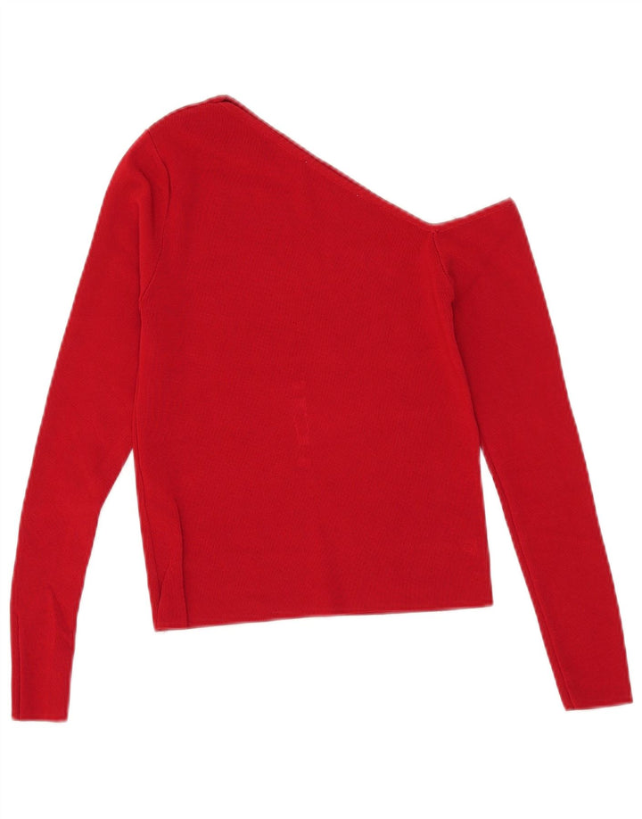 Top Crop One Shoulder pentru femei Zara UK 12 Medium Red Viscose