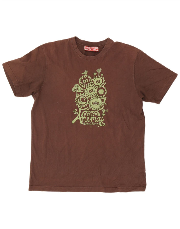 Tricou grafic pentru bărbați Animal Top mare, maro, bumbac