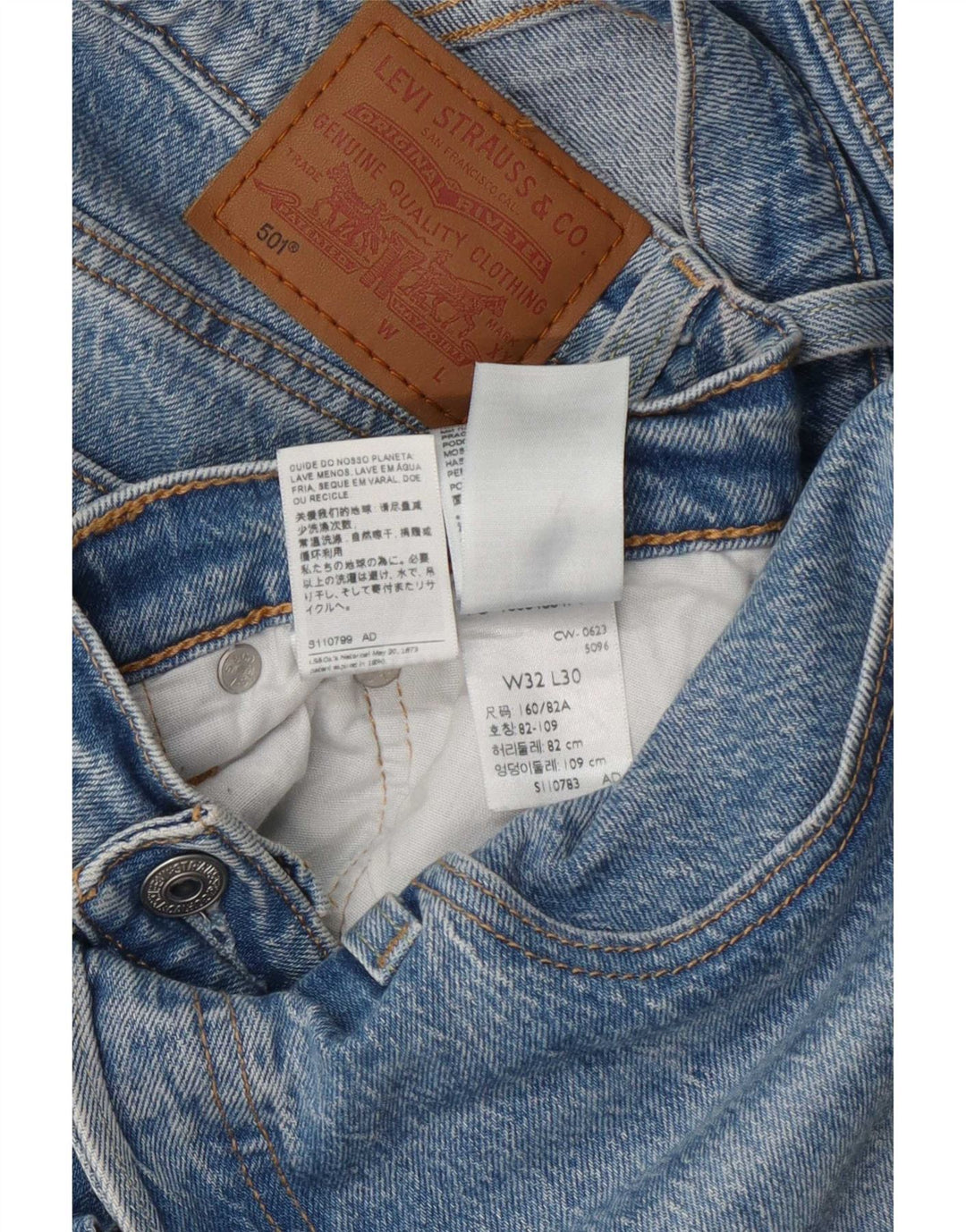 Blugi drepti pentru bărbați Levi's 501 W32 L30 Bumbac albastru