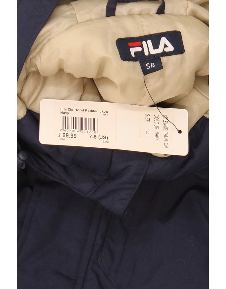 Jachetă căptușită cu glugă Fila pentru băieți 7-8 ani, mică, bleumarin, color block