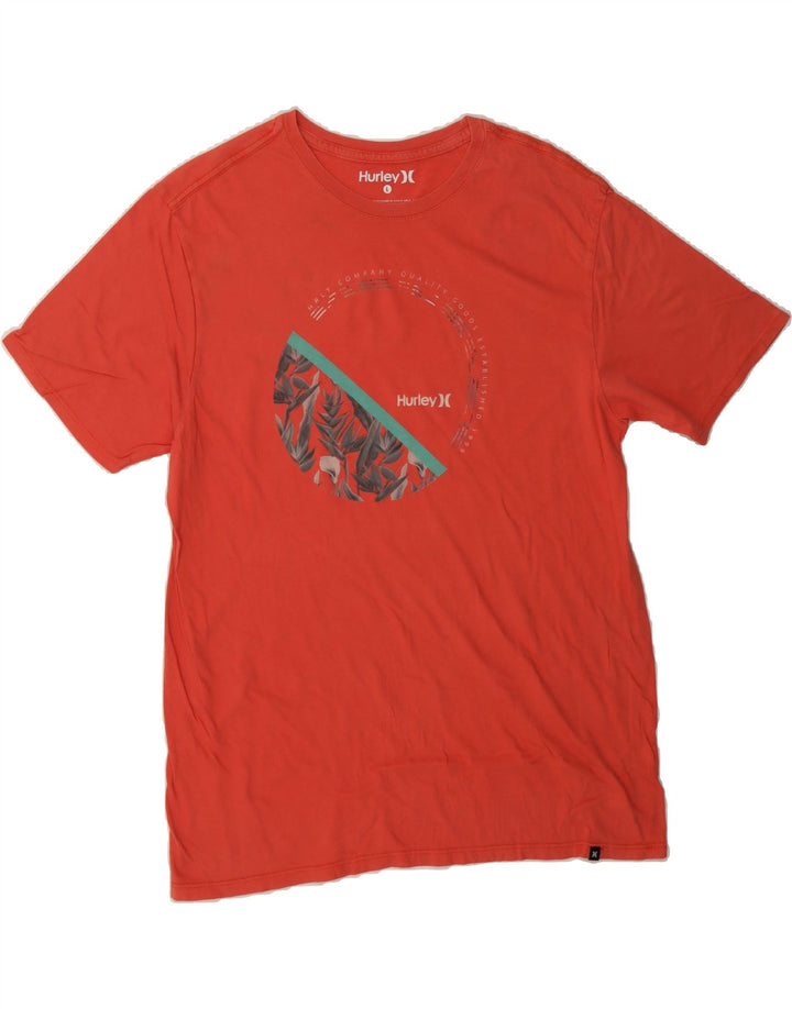 HURLEY Mens Graphic T-Shirt Top Large Red Cotton Vintage Hurley and Second-Hand Hurley from Messina Hembry 
