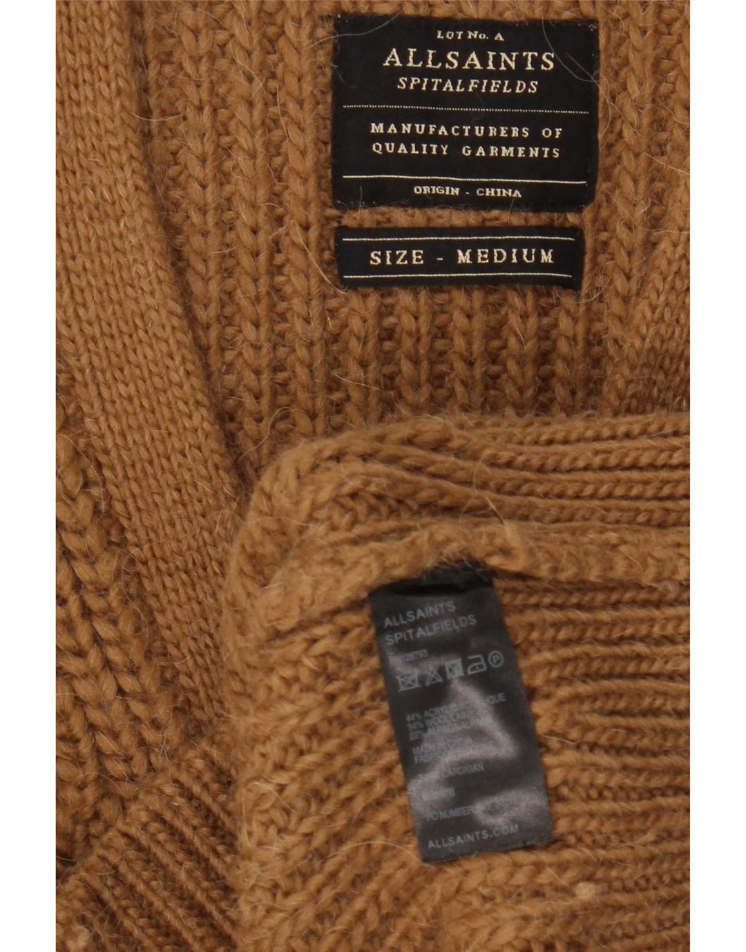 Pulover cardigan pentru bărbați All Saints, maro mediu acrilic