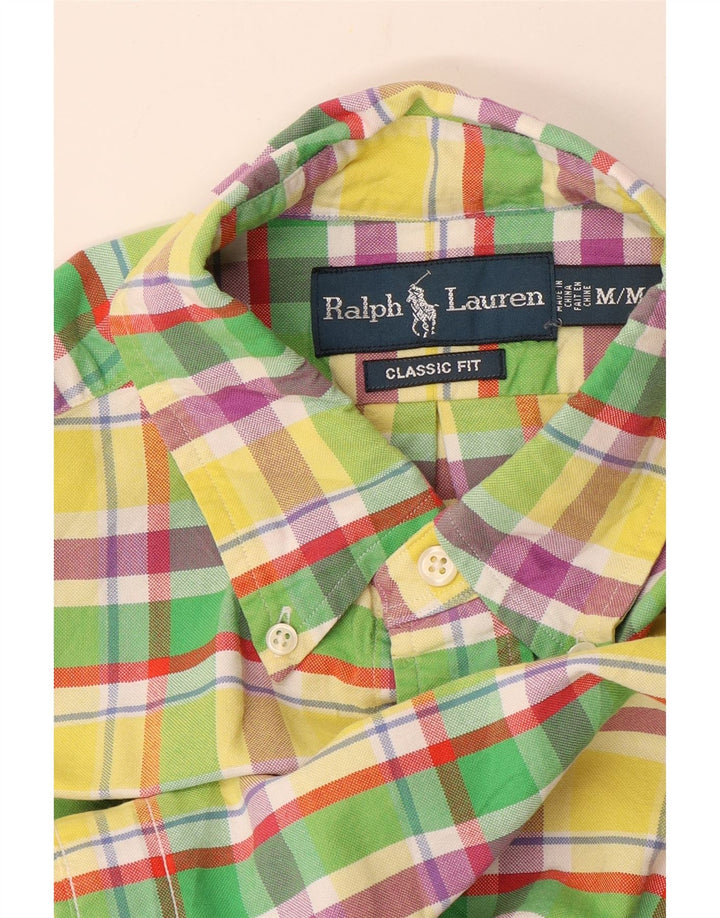 Cămașă RALPH LAUREN pentru bărbați, cu mânecă scurtă, cu croiala clasică, carouri galbene medii