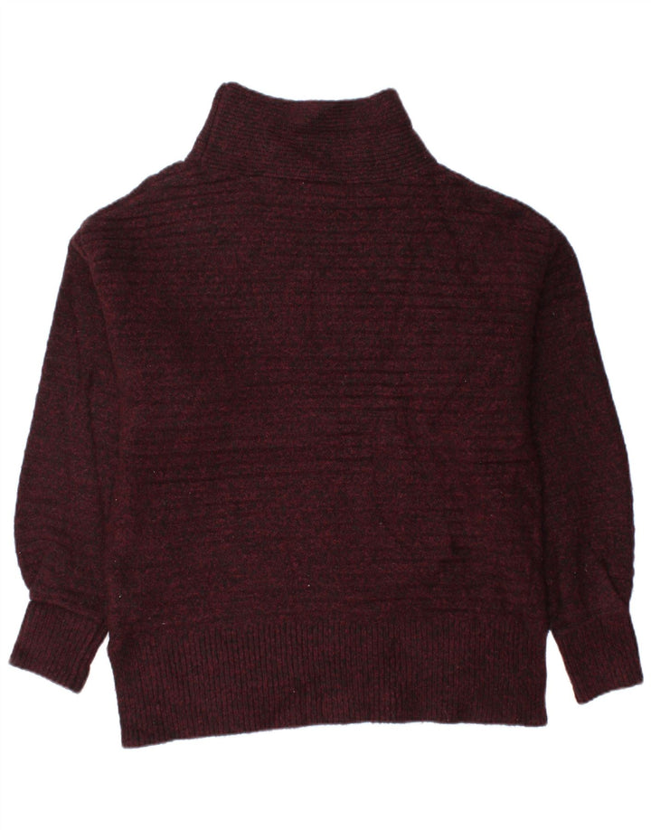 TOPSHOP Pulover cu gât țestoasă pentru femei UK 8 Mic Burgundy Flecked