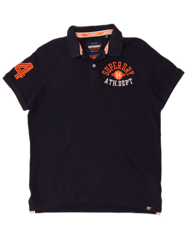 Tricou polo grafic pentru bărbați Superdry 2XL, bumbac bleumarin