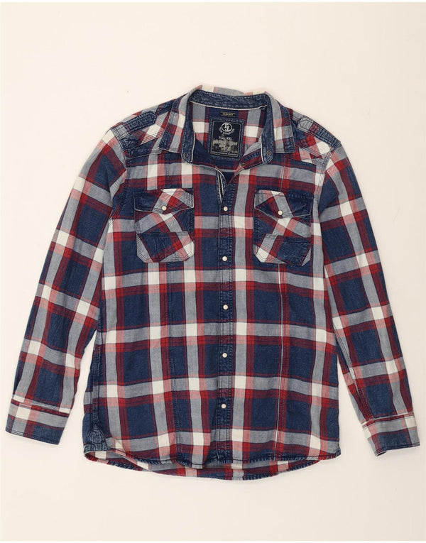 Cămașă pentru bărbați Tom Tompson Slim Fit 2XL, bumbac cu carouri bleumarin